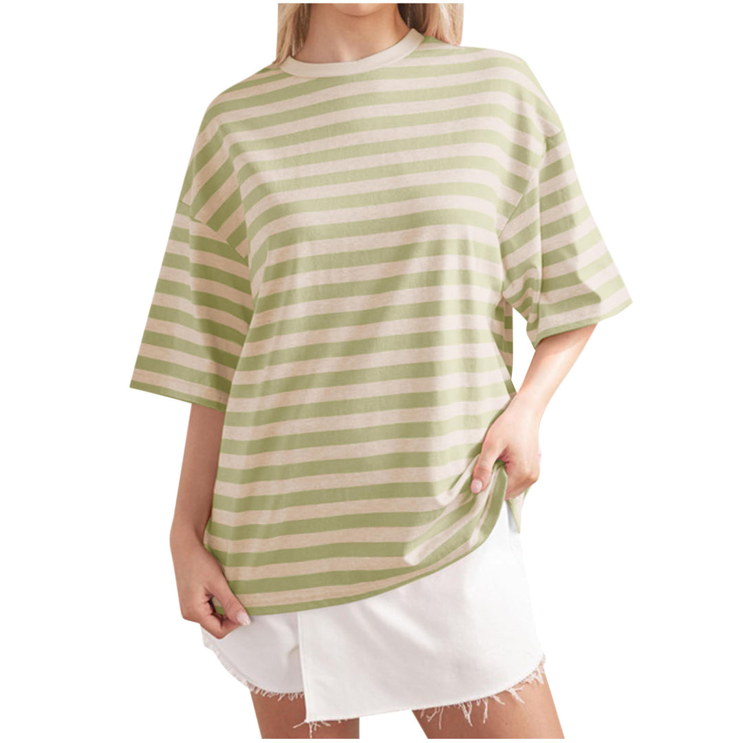 Damen Lässiges Oversized T-Shirt mit breiten Streifen R&B