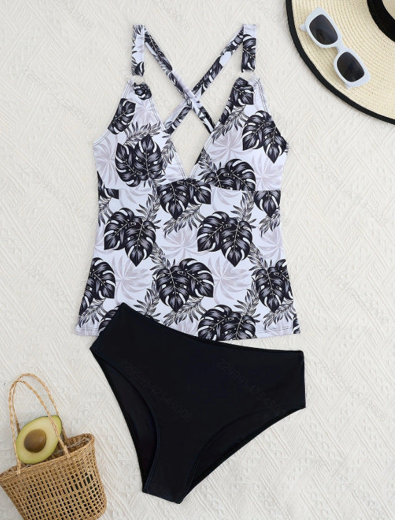 Damen Tankini-Set mit floralem Oberteil und klassischer Bikini-Hose R&B