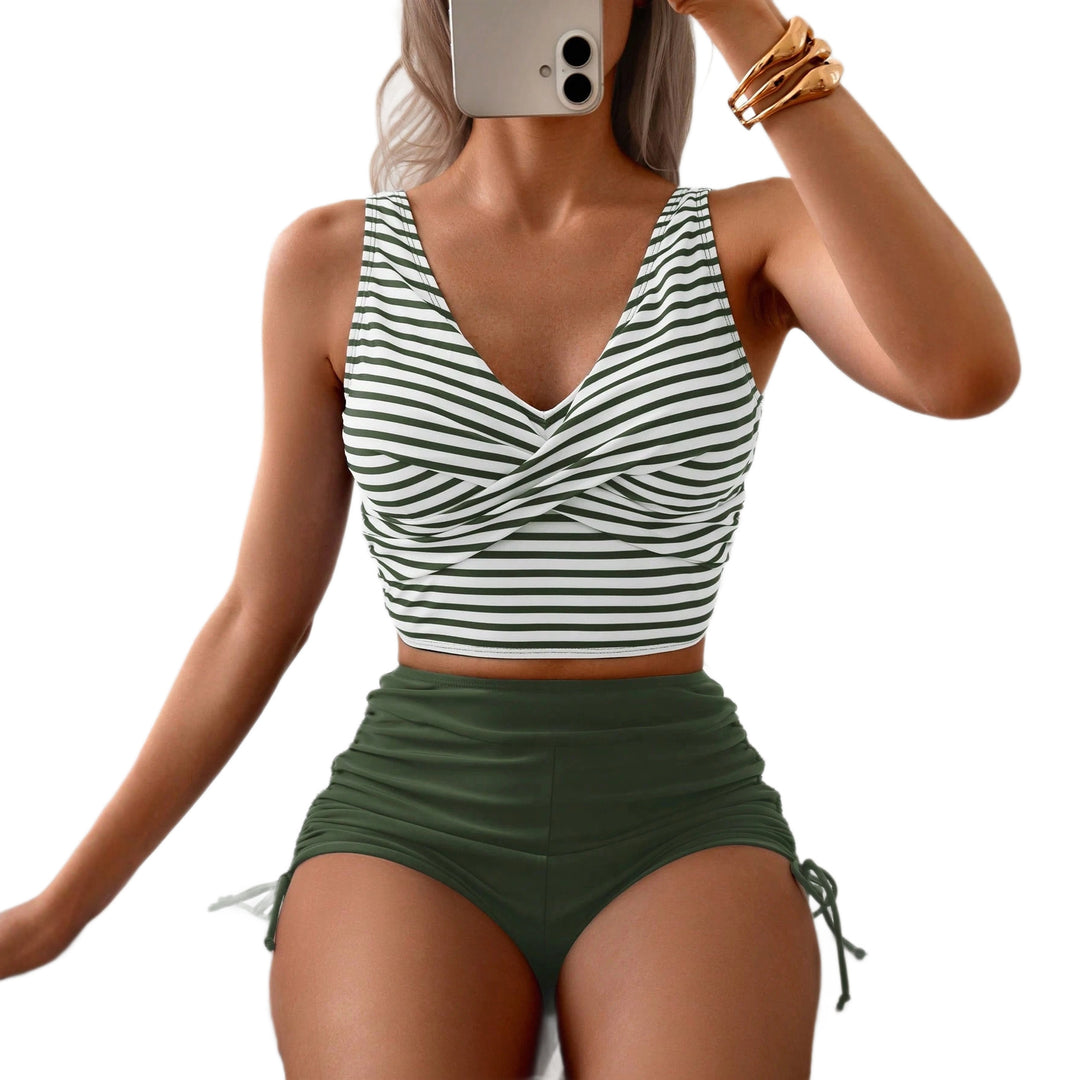 Damen Sportliches Crop-Top und Hochtaillierte Shorts R&B