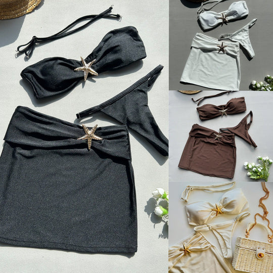 Damen Bikini-Set mit Röckchen und schimmerndem Muschel-Detail R&B