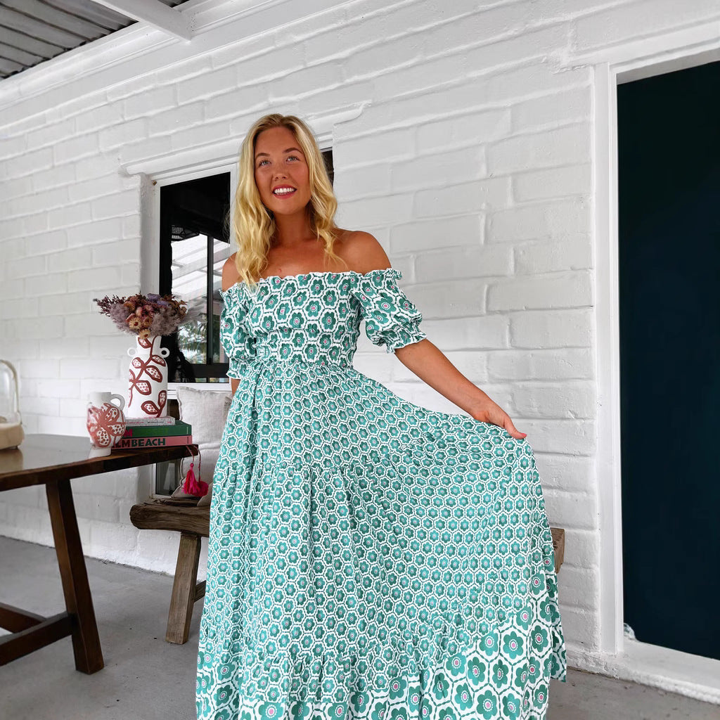 Damen Maxikleid mit charmanten Rüschendetails R&B