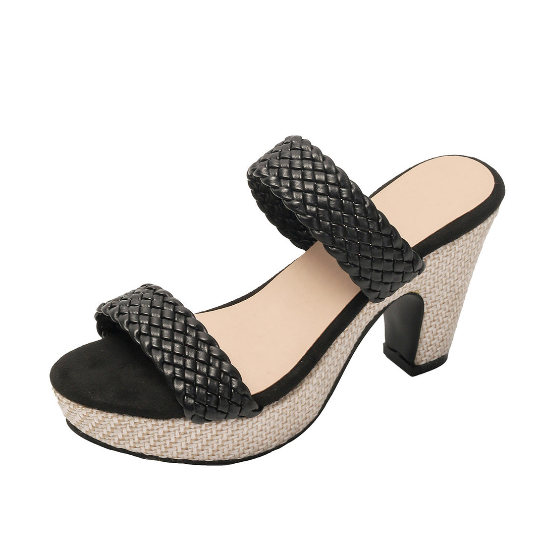 Damen Wedge-Plateau-Sandaletten mit geflochtenem Riemendesign und komfortablem Fußbett R&B