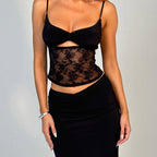 Damen Spitzen-Crop-Top mit raffiniertem Schnitt und floralem Design R&B