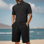 Herren elegantes Sport-Set mit strukturierter Oberfläche und bequemem Kurzarm-Polo R&B
