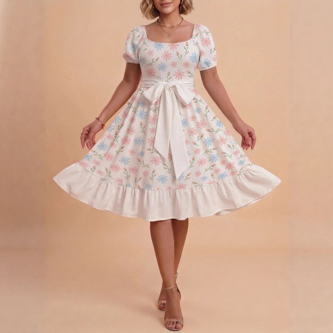 Damen Verspieltes Maxikleid mit Bärenmuster und taillierbarem Band R&B