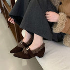 Damen elegante Stiefeletten mit warmem Futter und modischem Riemchen R&B