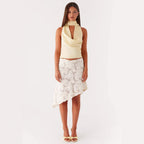 Damen elegantes Top mit tiefem V-Ausschnitt und asymmetrischem Rockdesign R&B