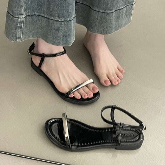 Damen elegante Riemchen-Sandalen mit modischem Glitzerakzent R&B