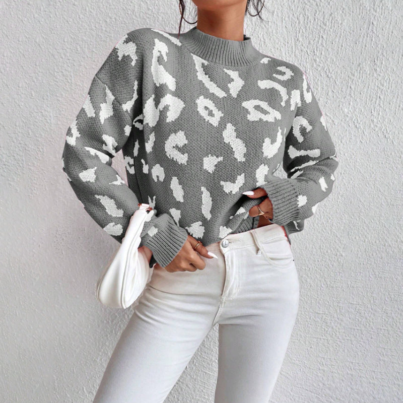 Damen modischer Pullover mit auffälligem Tiermuster und bequemer Passform R&B