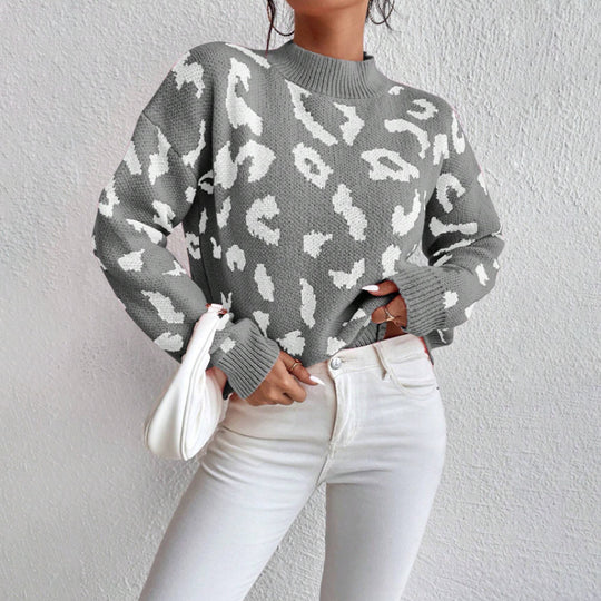 Damen modischer Pullover mit auffälligem Tiermuster und bequemer Passform R&B