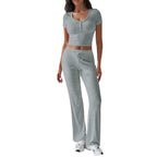 Damen Kombinations-Set mit cropped Oberteil und weiten Hosen R&B