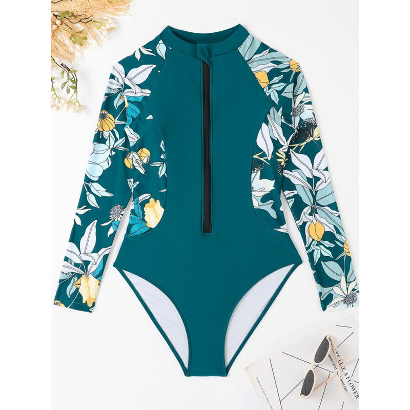 Damen Surfanzug mit floralem Design und sportlichem Reißverschluss R&B