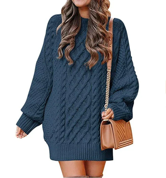 R&B | Gestricktes Damen Mini Pullover Kleid mit Langen Ärmeln