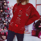 Damen Weihnachts-Pullover mit festlichem Motiv und 3D-Applikationen R&B