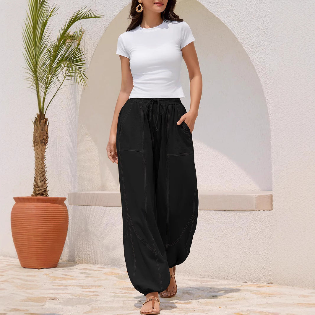 Damen Lässige Weitbein-Hose mit praktischen Taschen R&B