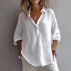 Damen Lockeres Knopf-Bluse Hemd R&B