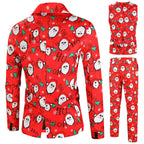 Damen Weihnachtsanzug im festlichen Design mit Sakko, Hose und Weste