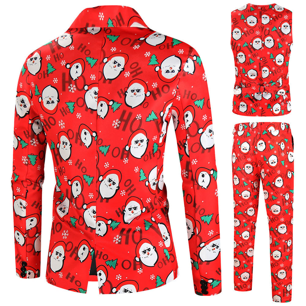 Damen Weihnachtsanzug im festlichen Design mit Sakko, Hose und Weste