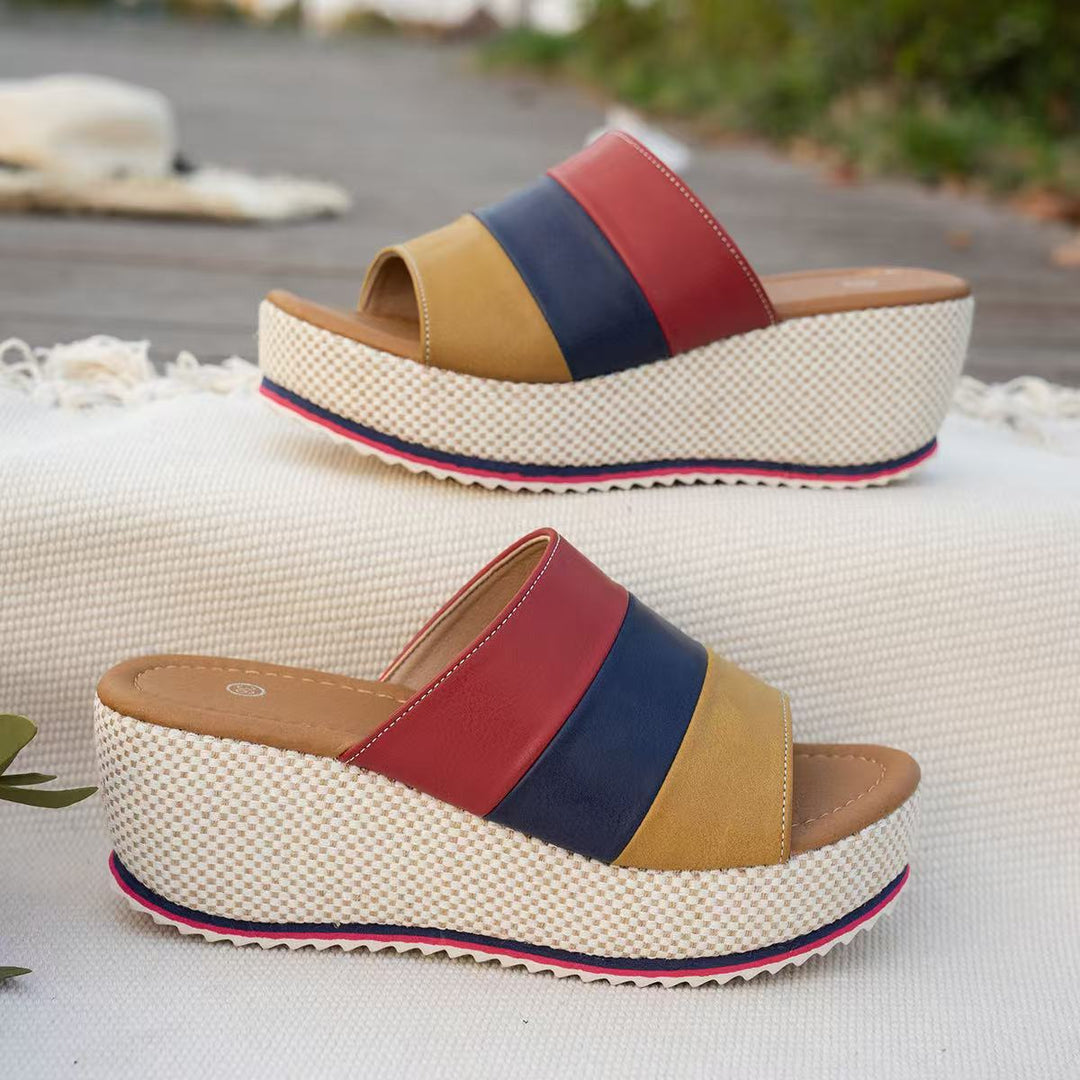 Damen Wedge-Sandalen mit komfortablem Fußbett und modischem Riemendesign R&B