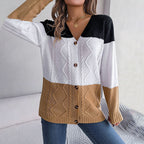 R&B | Farbblock Strickjacke mit Modischem Stil