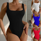 Damen Einteiler Badeanzug mit figurformendem Rippendesign R&B
