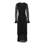 Damen Glamouröses Abendkleid mit filigranen Ärmeln und schimmerndem Effekt EB