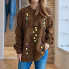 Damen lässiger Pullover mit dekorativen Pailletten und strukturiertem Maschenmuster R&B
