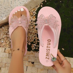 Damen Badesandalen mit elegantem Schleifen-Design und rutschfester Sohle R&B