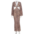 Damen Maxi-Kleid mit tiefem Rückenausschnitt und faszinierendem Animal-Print R&B