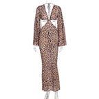 Damen Maxi-Kleid mit tiefem Rückenausschnitt und faszinierendem Animal-Print R&B