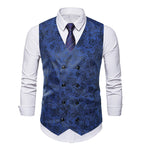 Herren elegante Weste mit floralem Muster und doppelter Knopfreihe R&B