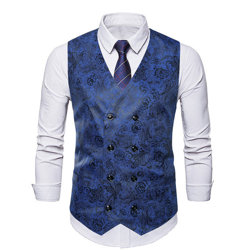 Herren elegante Weste mit floralem Muster und doppelter Knopfreihe R&B
