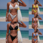 Damen Triangel-Bikini mit verstellbaren Seitenbändern und texturiertem Stoff R&B