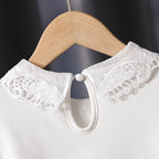 Mädchen modische Bluse mit eleganten Tüllärmeln und kunstvoller Spitzenverzierung R&B