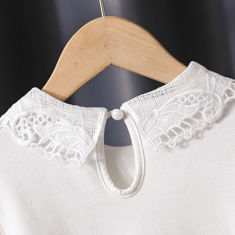 Mädchen modische Bluse mit eleganten Tüllärmeln und kunstvoller Spitzenverzierung R&B