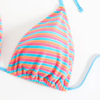 Damen Triangel-Bikini mit verstellbaren BindR&Bändern und verspieltem Streifenmuster R&B