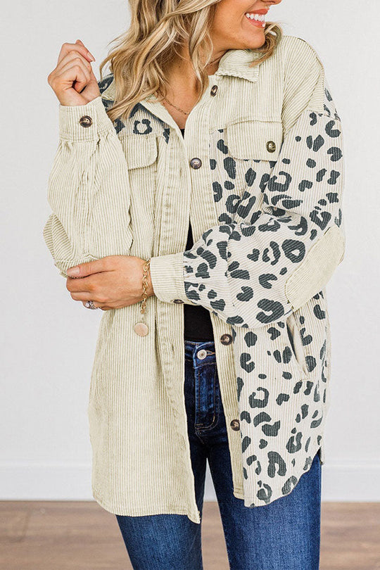 R&B | Sie Wissen Sollten Leopard Farbblock Cordjacke
