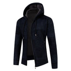 Herren modische Strickjacke mit Kapuze und innen weich gefüttertem Stoff