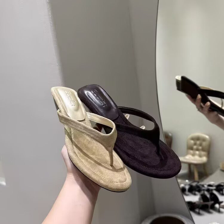 Damen elegante Zehentrenner-Pantoletten mit komfortabler Absatzhöhe und modischem Design R&B