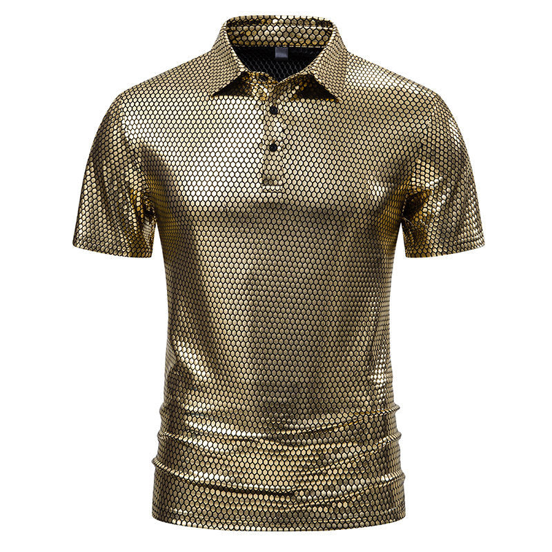 Herren Poloshirt mit glänzendem Honigwaben-Muster