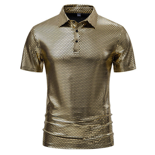 Herren Poloshirt mit glänzendem Honigwaben-Muster R&B
