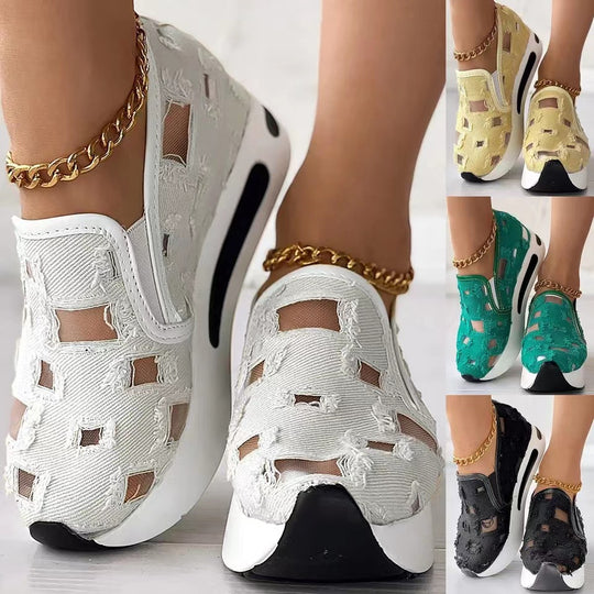 Damen Atmungsaktive Slip-On Sneakers mit modischem Lochdesign R&B