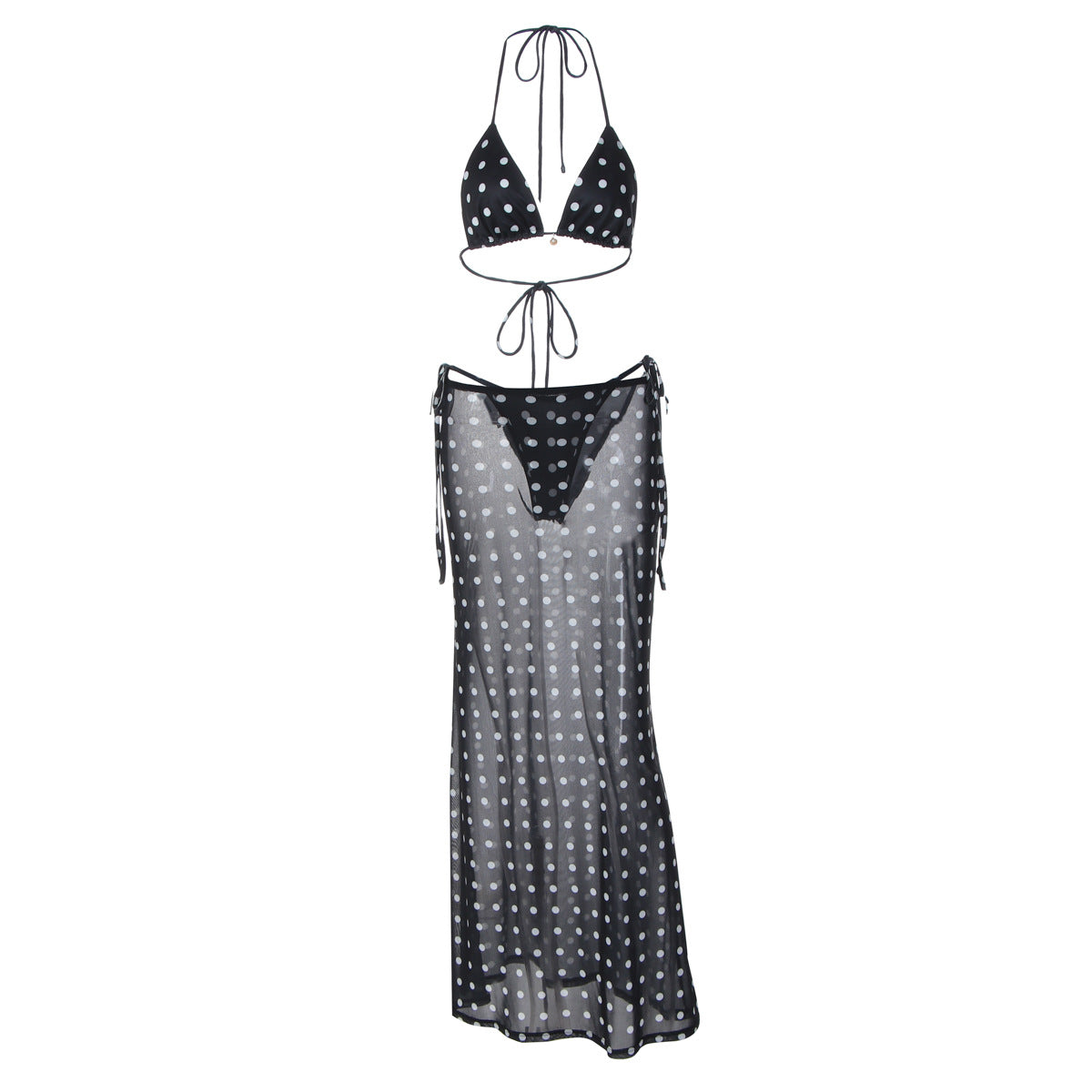 Damen Strandkleid mit Punkten und seitlichem BindR&Band R&B