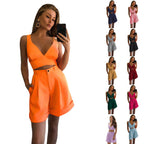 Damen modernes Crop-Top und weite Shorts Set R&B
