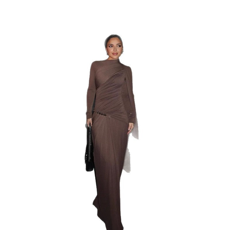 Damen elegantes Wickelkleid mit asymmetrischem Schnitt und raffinierten Rüschendetails R&B