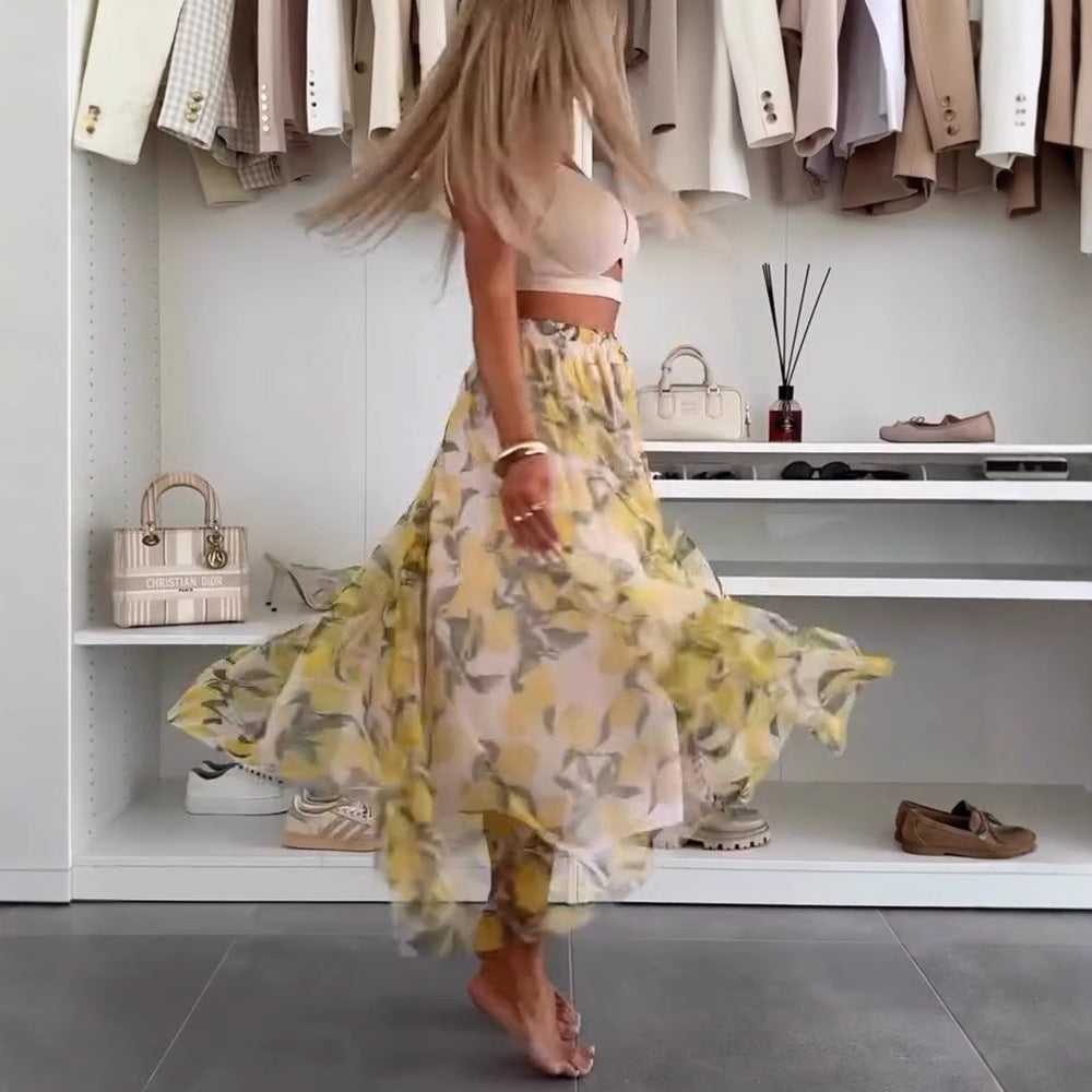 Damen Maxirock mit floralen Lagen und transparentem Design R&B