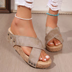 Damen Wedge-Sandaletten mit verstellbaren Riemen und rutschfester Korksohle R&B
