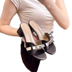 Damen elegante Mules mit schimmerndem Metallakzent R&B