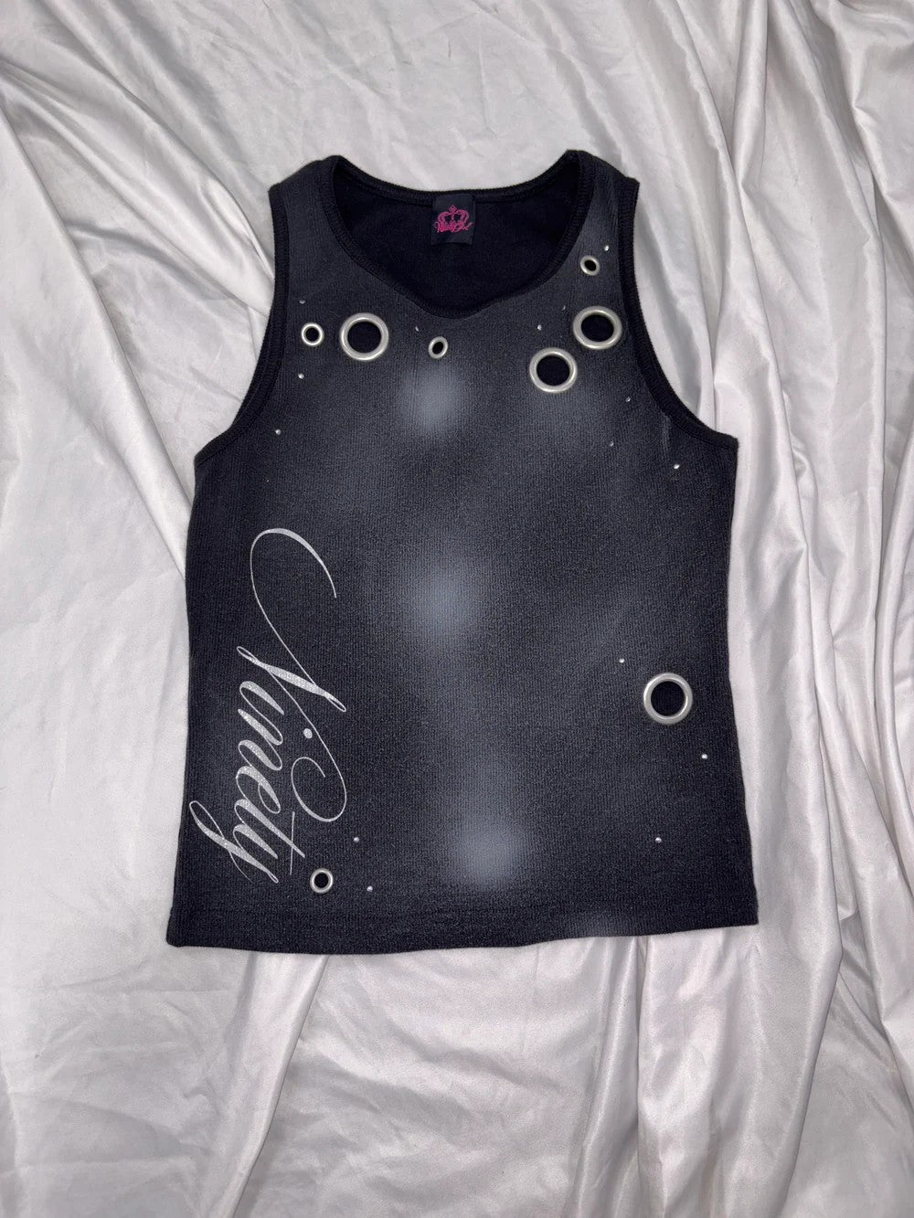 Damen Trendiges Tanktop mit dekorativen Ösen und schimmerndem Stoff R&B