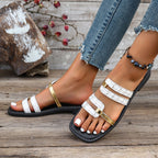 Damen Komfortable Riemensandalen mit glamourösen Metallakzenten R&B